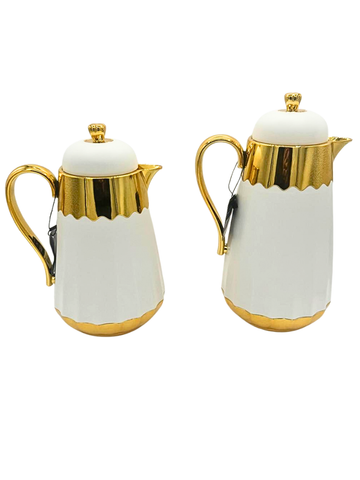Set 2 Thermos di Lusso Bianco e Oro - Ideale per Caffè e Latte.