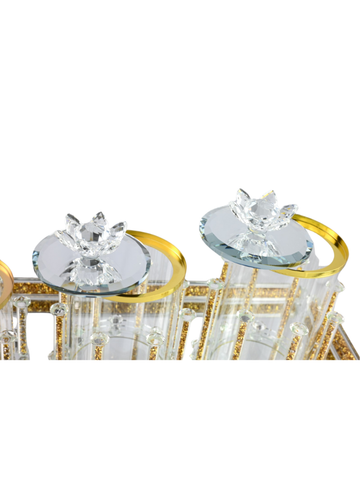 Set Porta Zucchero Oro Motivo Arabo Luxury Vetro Lusso 3 Contenitori