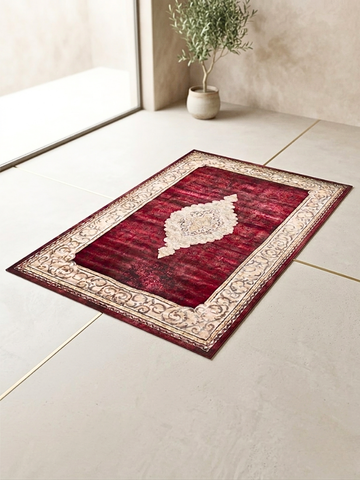 Tappeto Regalità Damascata 200x280cm - Sfarzo Oro e Rosso Intenso