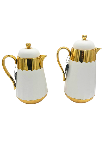 Set 2 Thermos di Lusso Bianco e Oro - Ideale per Caffè e Latte.