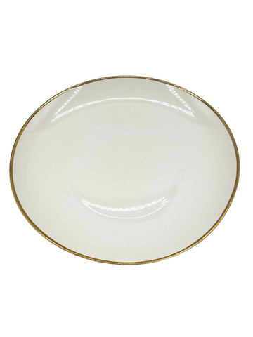 Piatto in ceramica Tous grande bianco con controrno dorato