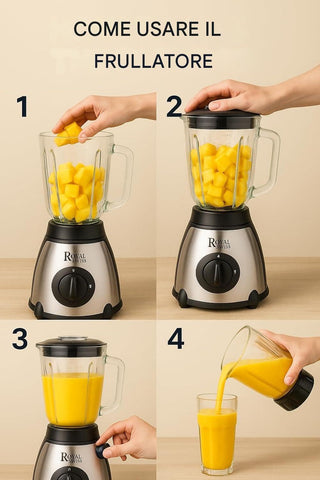 Frullatore Mixer In Acciaio Inox Royal Swiss Caraffa da 1.5L