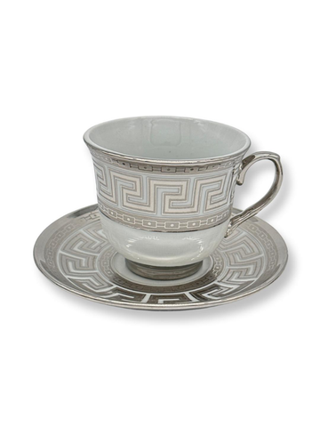 Set da tea 6 tazzine e 6 piattini da portata silver