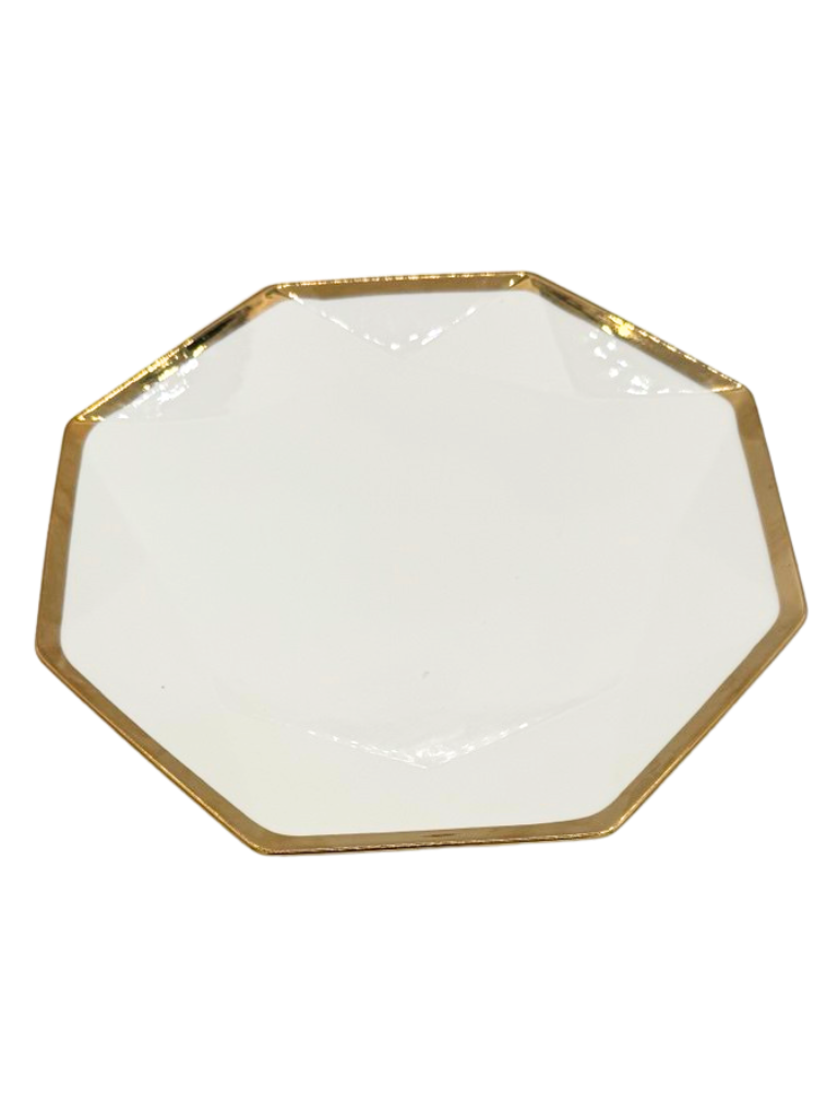 Piatto ottagonale in ceramica Tous con bordo oro 35 o 40 cm
