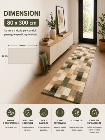 Tappeto Zahiali Mosaico Urbano - Tappeto Geometrico Moderno per Soggiorno e Salotto | Antiscivolo e Lavabile | Beige, Grigio e Sabbia