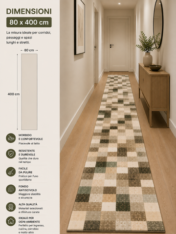 Tappeto Zahiali Mosaico Urbano - Tappeto Geometrico Moderno per Soggiorno e Salotto | Antiscivolo e Lavabile | Beige, Grigio e Sabbia