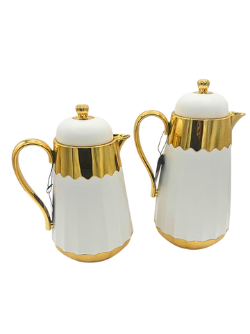 Set 2 Thermos di Lusso Bianco e Oro - Ideale per Caffè e Latte.