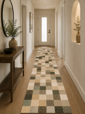 Tappeto Zahiali Mosaico Urbano - Tappeto Geometrico Moderno per Soggiorno e Salotto | Antiscivolo e Lavabile | Beige, Grigio e Sabbia