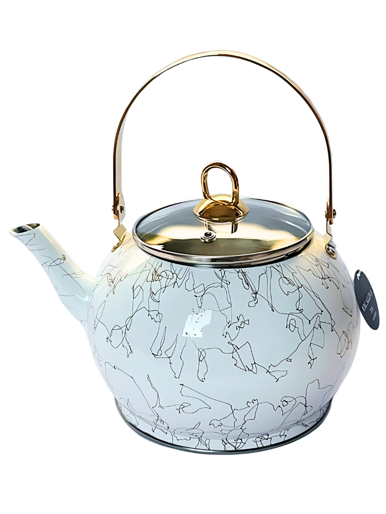 Bollitore 3l Bianco E Oro Elegante Pattern Arabo