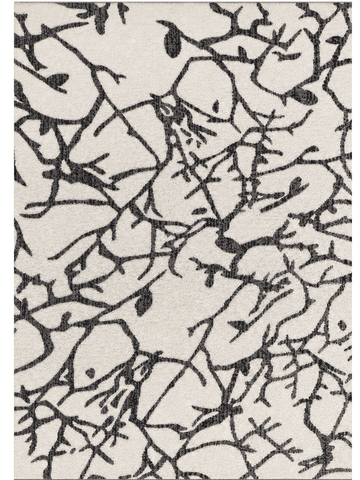 Tappeto Moderno Ramo d'Inchiostro Bianco e Nero