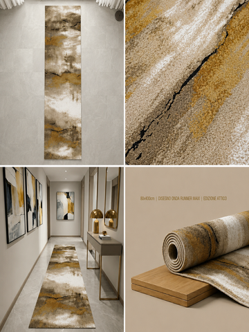 Tappeto Zahiali Sabbia Dorata - Tappeto Moderno Astratto per Soggiorno e Salotto | Antiscivolo e Lavabile | Beige, Sabbia e Oro
