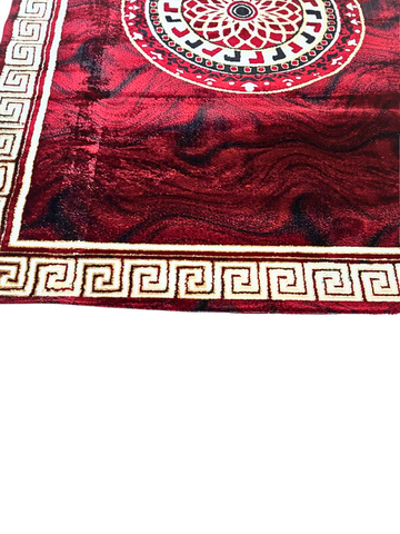 Passatoia Sentiero Imperiale - Rosso Rubino e Geometrie Greche 80x300 cm