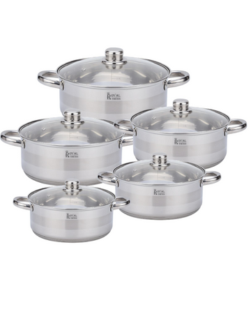 Royal Swiss Pan Set ® Lot de 5 poêles classiques de tous les jours - 10 pièces - Acier inoxydable