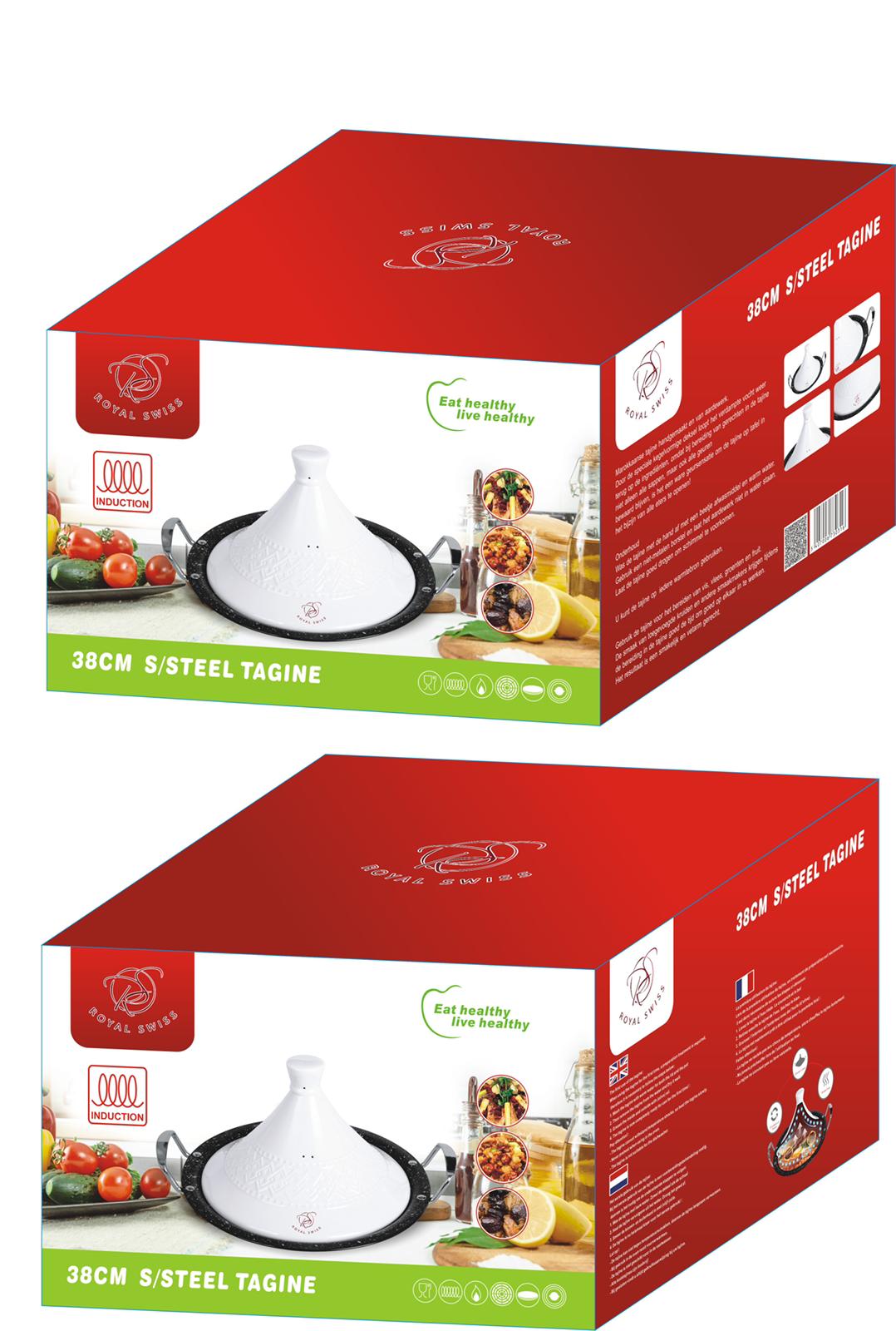 Tajine Royal Swiss nera e oro 38 cm con base antiaderente