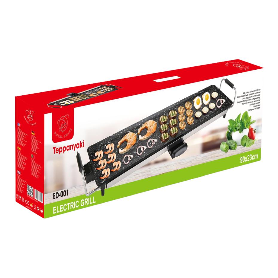 Piastra Elettrica Royal Swiss 90x23 cm 2000W Effetto Pietra Antiaderente