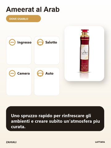 Ameerat al Arab spray ambiente per ingresso salotto camera e auto