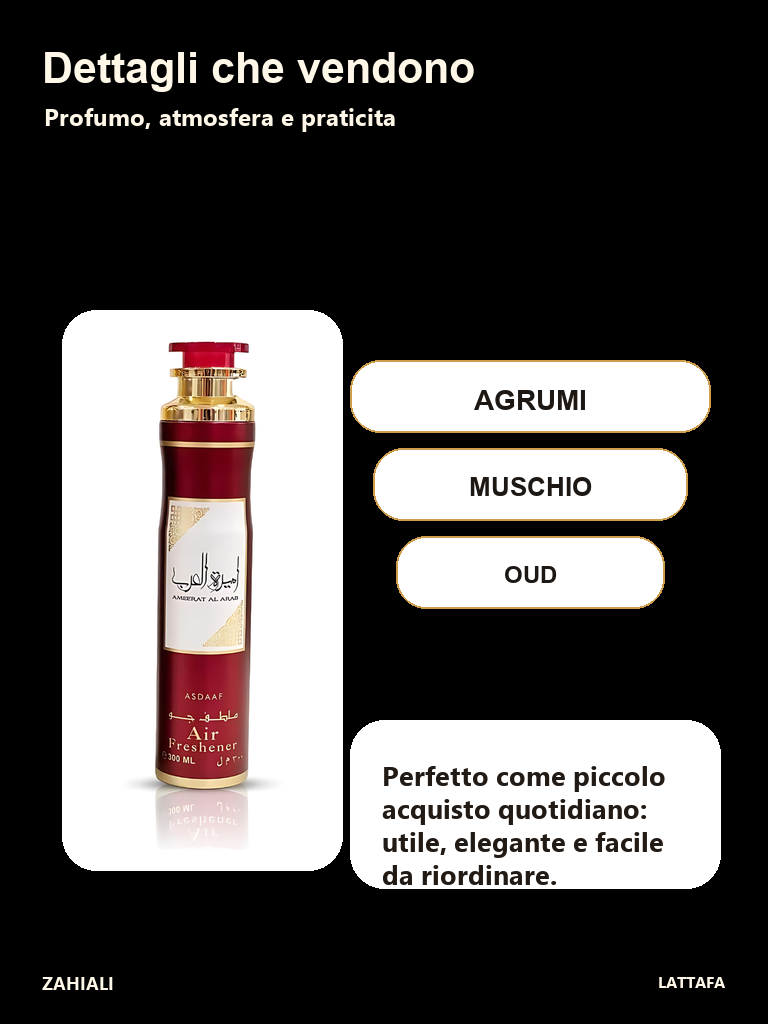 Ameerat al Arab profumo ambiente agrumi muschio oud eleganza orientale