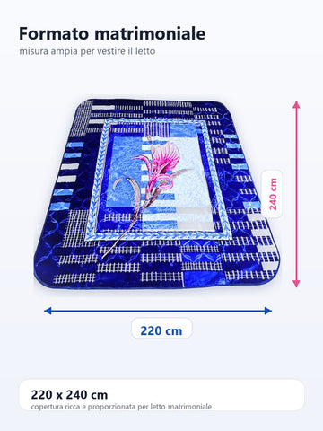Dimensioni coperta matrimoniale 220 x 240 cm blu elettrico iris rosa
