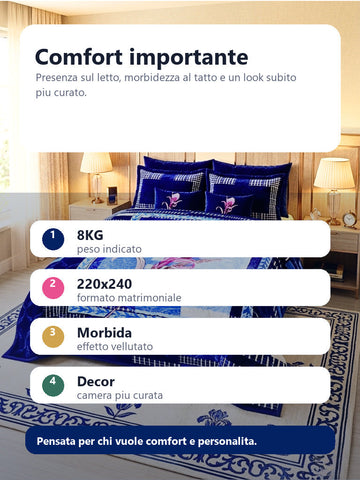 Benefit coperta matrimoniale 8KG blu elettrico formato 220x240