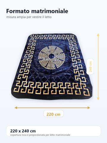Coperta matrimoniale nera e oro 220 x 240 cm 8KG