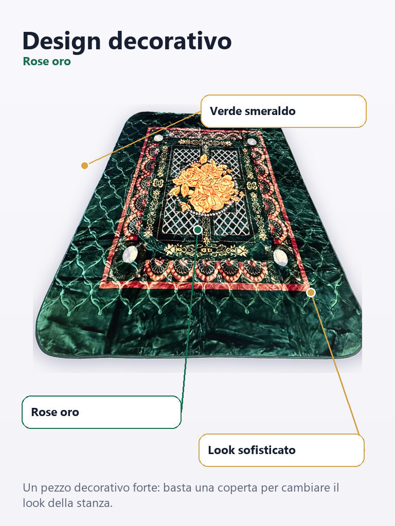 Design rose oro coperta matrimoniale verde smeraldo