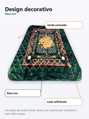 Design rose oro coperta matrimoniale verde smeraldo