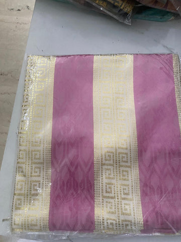 Coupon Tessuto 3 Metri Rosa Malva con Fasce Greca Oro - foto del tessuto