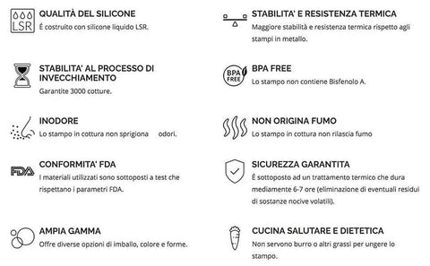 Stampo in Silicone con 6 cavità per dolci, torte, cupcake, budino