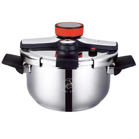 Royal Swiss Cocotte ® Pentola a pressione e cous cous 2 In 1 in acciaio inossidabile - Apertura automatica moderna - Capacità 10L - Qualità Premium Cottura Facile e Veloce