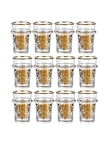 Set 12 bicchieri da servizio decorazione dorata oro the arabo te marocchino