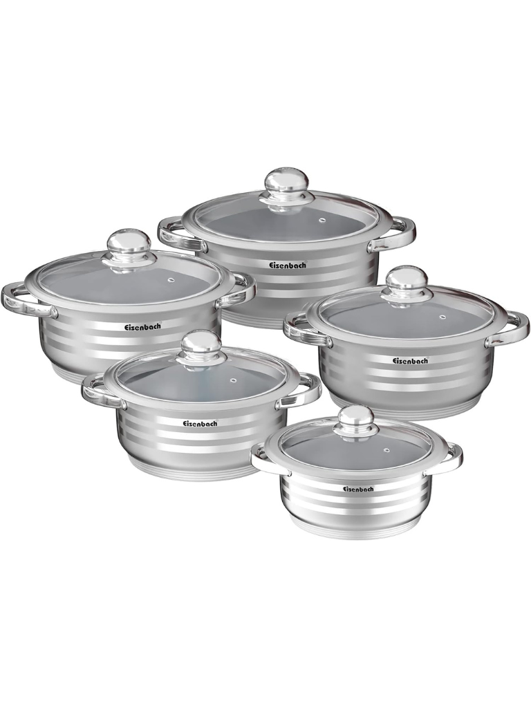 Eisenbach Professional set pentole 10 pezzi in acciaio inox per induzione