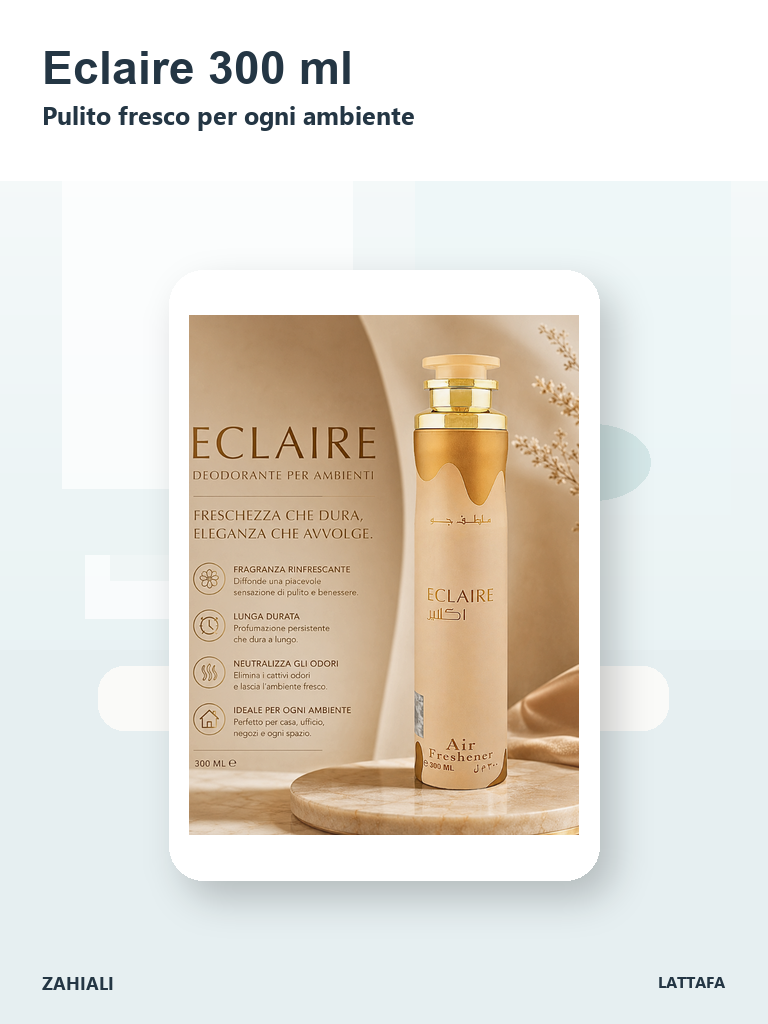 Eclaire Lattafa deodorante ambiente 300 ml freschezza pulita per la casa