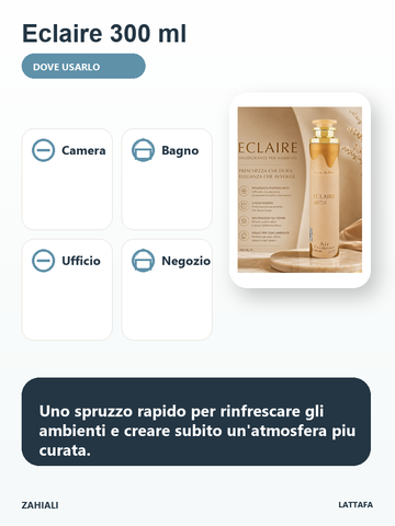 Eclaire Lattafa deodorante ambienti per camera bagno ufficio e negozio
