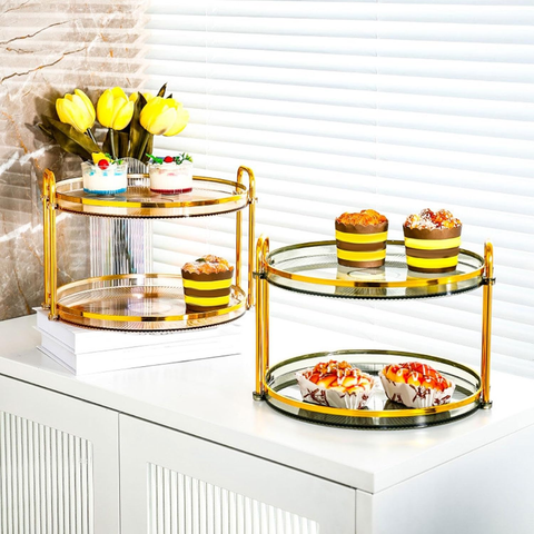 Vassoio Porta Dolci Da Portata Frutta Secca 2 Piani Scomparti