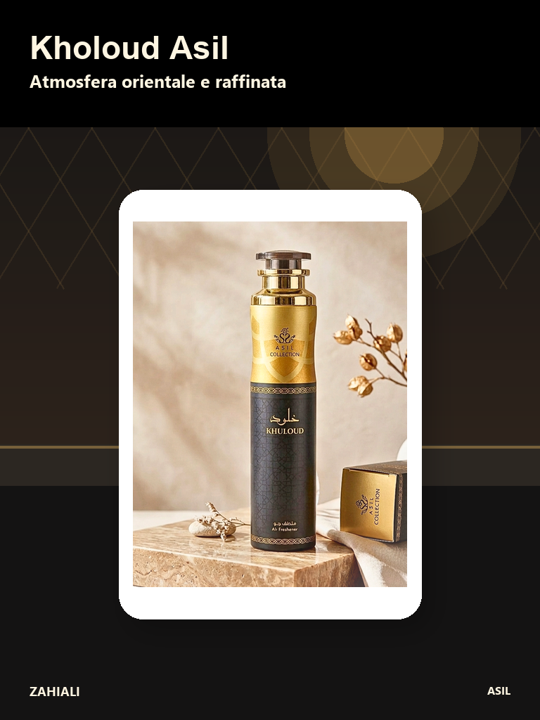 Kholoud Asil deodorante ambiente 300 ml nero oro atmosfera orientale raffinata