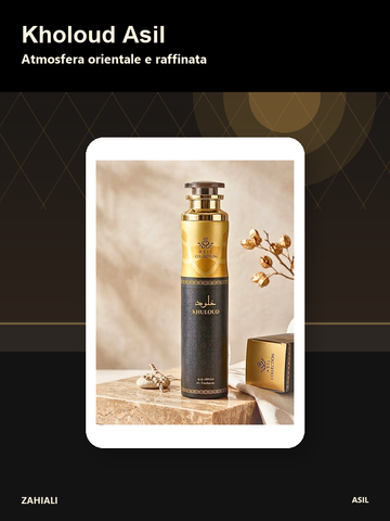Kholoud Asil deodorante ambiente 300 ml nero oro atmosfera orientale raffinata