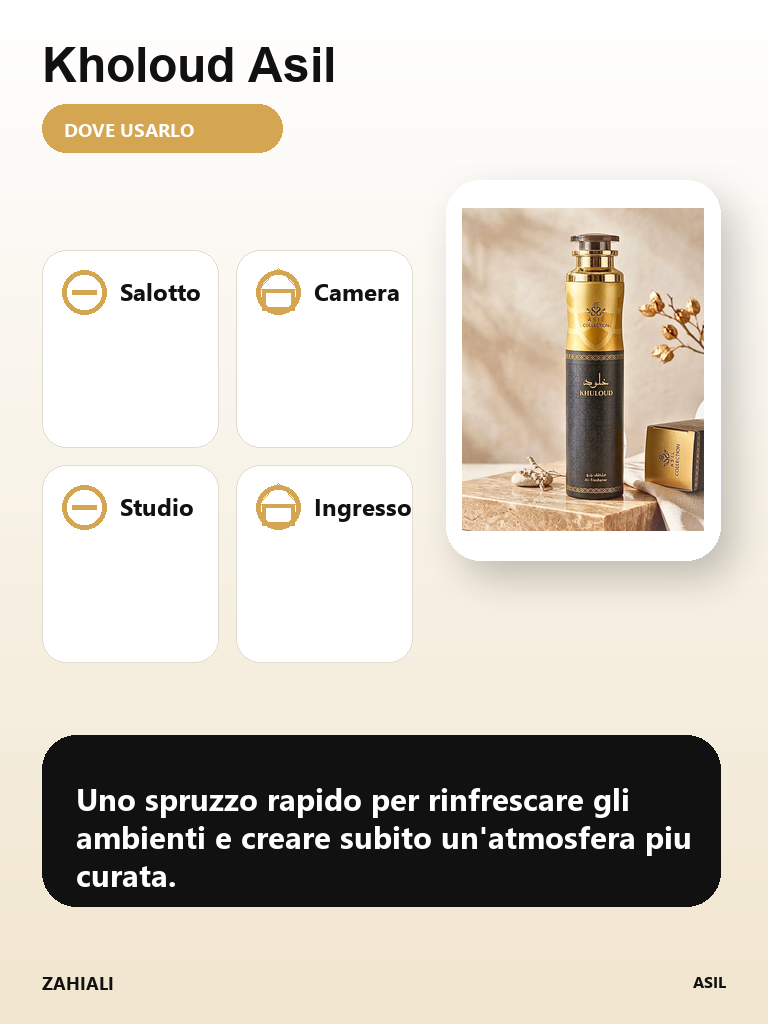 Kholoud Asil spray ambiente per salotto camera studio e ingresso