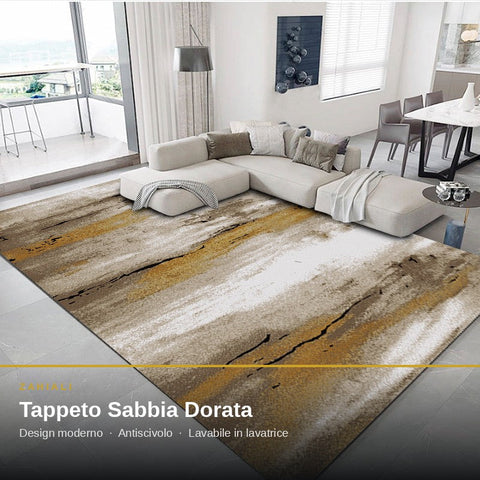 Tappeto Zahiali Sabbia Dorata in ambiente soggiorno