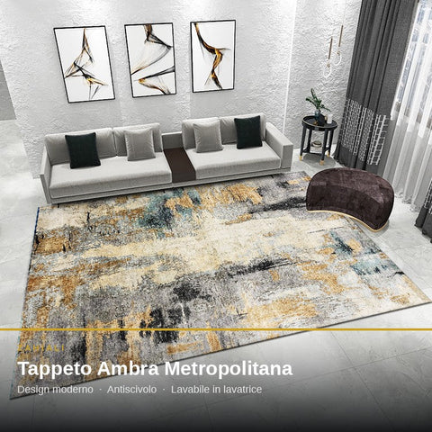 Tappeto Zahiali Ambra Metropolitana in ambiente soggiorno