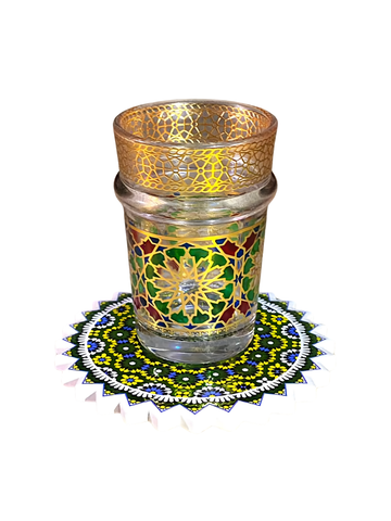 Set di 12 Bicchieri da te the da servizio decor decorazione dorata floreale