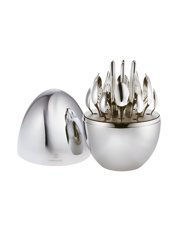 Set 24pz. posate con contenitore a forma ovale in color oro