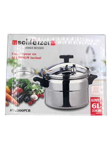 Schleizer® Cocotte Pentola a Pressione in alluminio con vaporiera da verdura