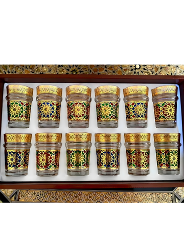 Set di 12 Bicchieri da te the da servizio decor decorazione dorata floreale