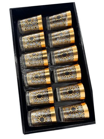 Set di 12 Bicchieri da te the da servizio decor decorazione dorata oro