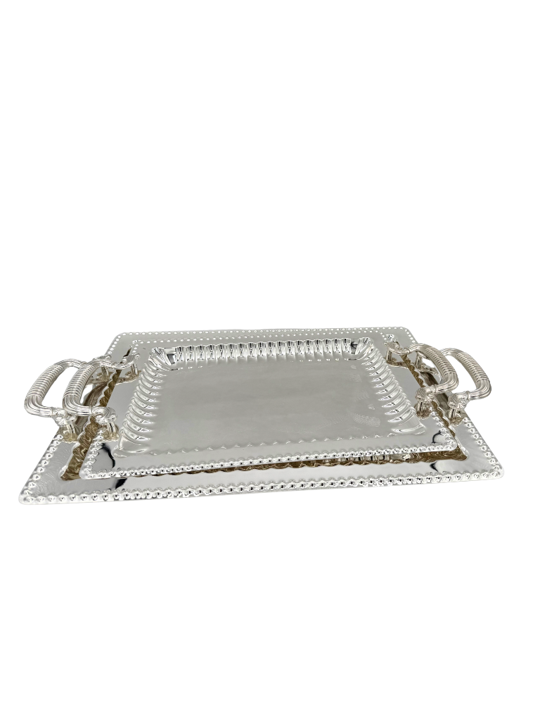 Set di 2 vassoi Siniya Agadir argento dorato