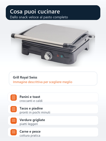 Royal Swiss grill per panini toast tacos verdure carne e pesce