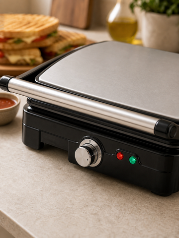 Dettaglio Royal Swiss grill con manopola spie luminose e corpo compatto