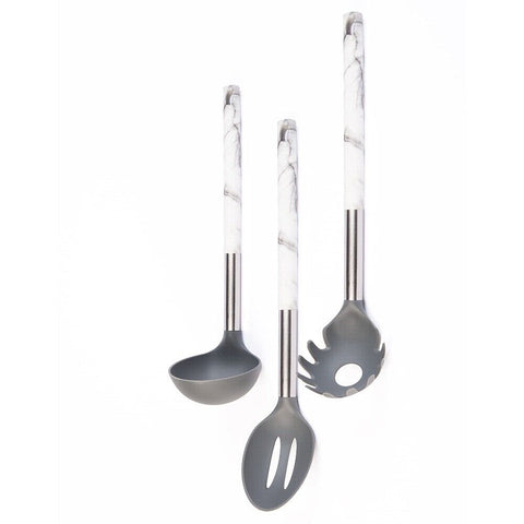 Ensemble d'ustensiles de cuisine 6 pièces en silicone avec poignée et support en marbre