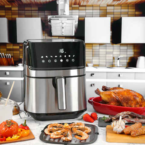 Friteuse à air Royal Swiss Fryer ® 6,5 L 1700 W - une nouvelle façon de cuisiner saine et savoureuse - 95 % de matières grasses en moins et jusqu'à 80 % de calories en moins - 8 programmes prédéfinis