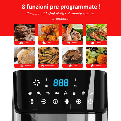 Friteuse à air Royal Swiss Fryer ® 6,5 L 1700 W - une nouvelle façon de cuisiner saine et savoureuse - 95 % de matières grasses en moins et jusqu'à 80 % de calories en moins - 8 programmes prédéfinis